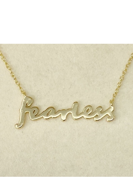 Argento Vivo Jewelry - fearless Necklace from Argento Vivo Script Message Gold Word Art nwt New
